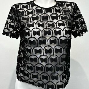 Victor & Rolf x Aubade Black Embellished Boxy Short Sleeve Blouse - never worn